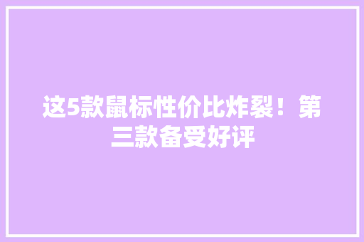 这5款鼠标性价比炸裂！第三款备受好评