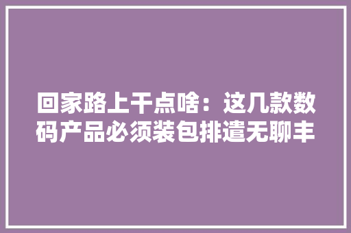 回家路上干点啥：这几款数码产品必须装包排遣无聊丰年夜用