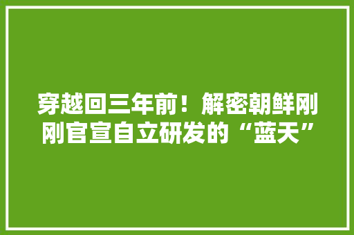 穿越回三年前！解密朝鲜刚刚官宣自立研发的“蓝天”智好手机