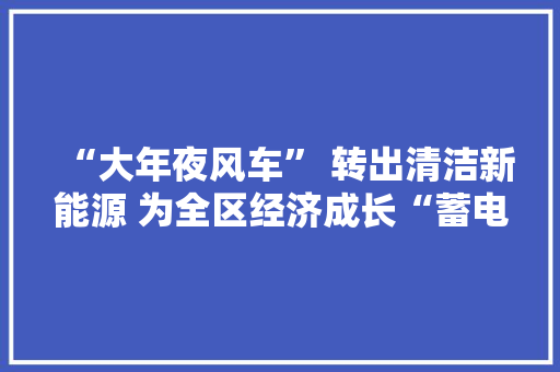 “大年夜风车” 转出清洁新能源 为全区经济成长“蓄电赋能”