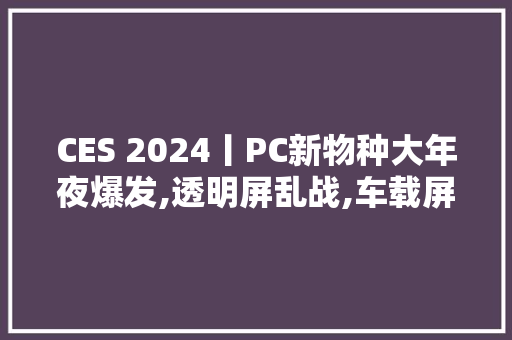 CES 2024丨PC新物种大年夜爆发,透明屏乱战,车载屏火了,AI正深入一切！