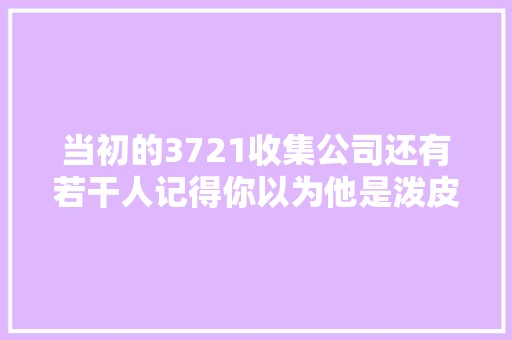 当初的3721收集公司还有若干人记得你以为他是泼皮软件吗