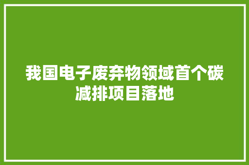 我国电子废弃物领域首个碳减排项目落地