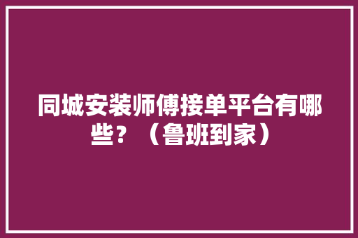 同城安装师傅接单平台有哪些？（鲁班到家）