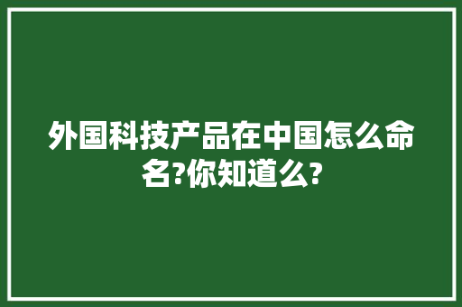 外国科技产品在中国怎么命名?你知道么?
