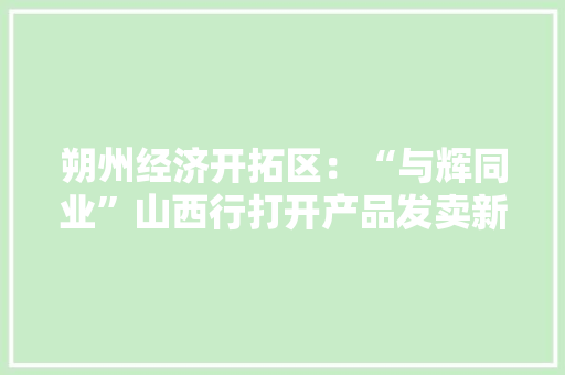 朔州经济开拓区：“与辉同业”山西行打开产品发卖新寰宇
