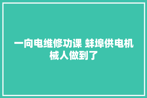 一向电维修功课 蚌埠供电机械人做到了
