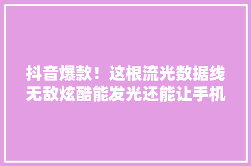 抖音爆款！这根流光数据线无敌炫酷能发光还能让手机站起来