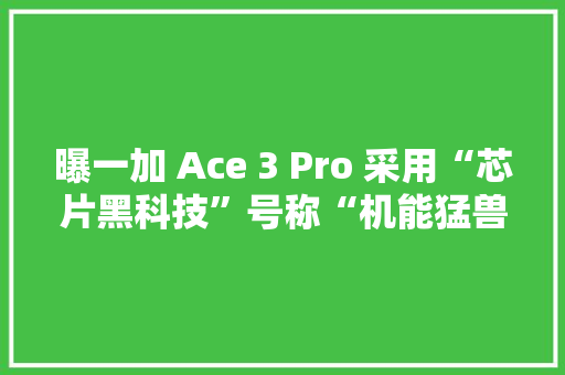 曝一加 Ace 3 Pro 采用“芯片黑科技”号称“机能猛兽”