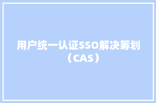 用户统一认证SSO解决筹划（CAS）