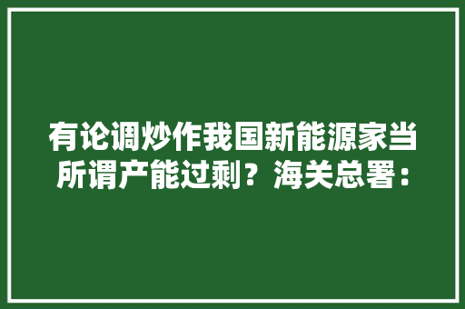 有论调炒作我国新能源家当所谓产能过剩？海关总署：这实际上是伪命题