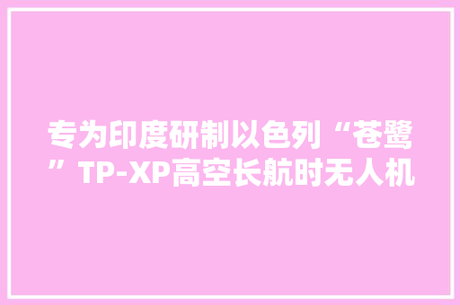 专为印度研制以色列“苍鹭”TP-XP高空长航时无人机