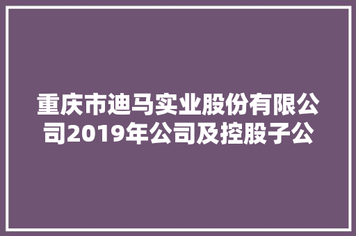 重庆市迪马实业股份有限公司2019年公司及控股子公司估量担保额度通知书记