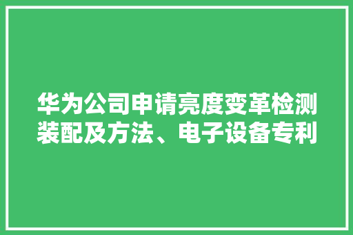 华为公司申请亮度变革检测装配及方法、电子设备专利能够提高亮度变革检测结果的准确性