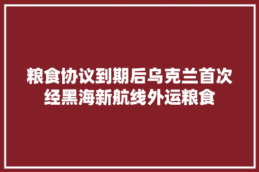 粮食协议到期后乌克兰首次经黑海新航线外运粮食
