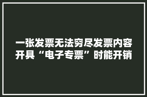 一张发票无法穷尽发票内容开具“电子专票”时能开销货清单吗？