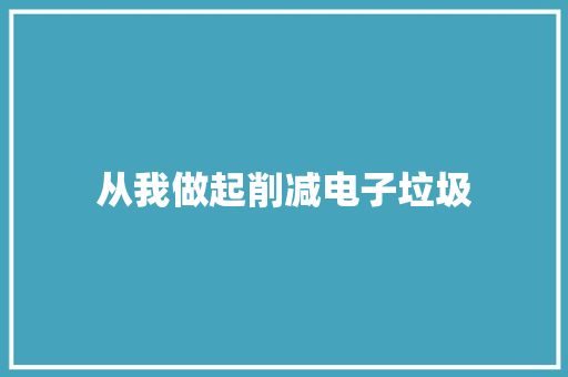 从我做起削减电子垃圾