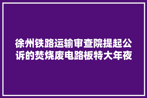 徐州铁路运输审查院提起公诉的焚烧废电路板特大年夜污染情形案一审14名被告人获刑
