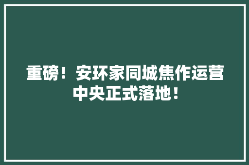 重磅！安环家同城焦作运营中央正式落地！