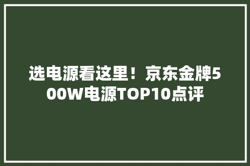 选电源看这里！京东金牌500W电源TOP10点评