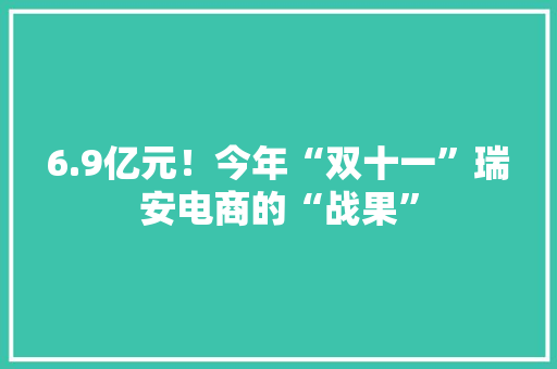 6.9亿元！今年“双十一”瑞安电商的“战果”