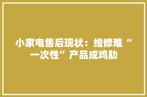 小家电售后现状：维修难“一次性”产品成鸡肋
