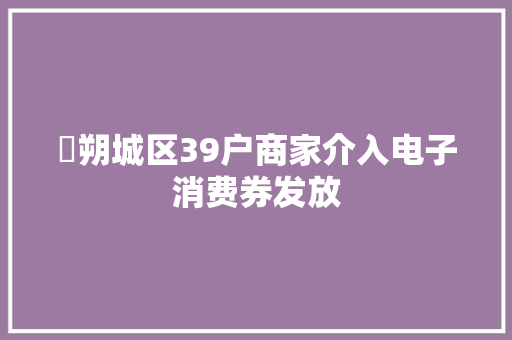 ​朔城区39户商家介入电子消费券发放