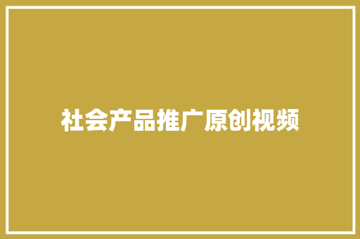 社会产品推广原创视频