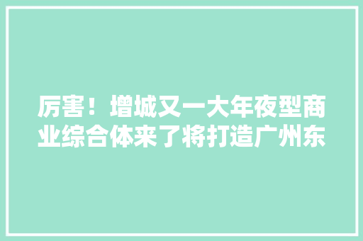 厉害！增城又一大年夜型商业综合体来了将打造广州东首个“总部经济TOD”