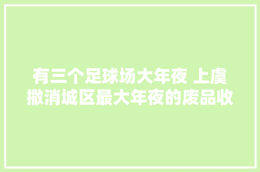 有三个足球场大年夜 上虞撤消城区最大年夜的废品收购集散站