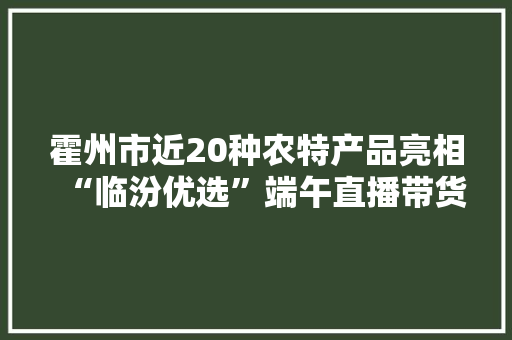 霍州市近20种农特产品亮相“临汾优选”端午直播带货直播间