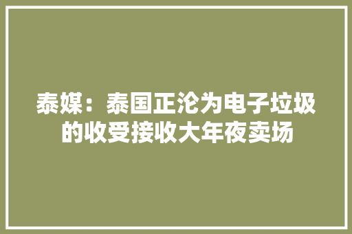 泰媒：泰国正沦为电子垃圾的收受接收大年夜卖场