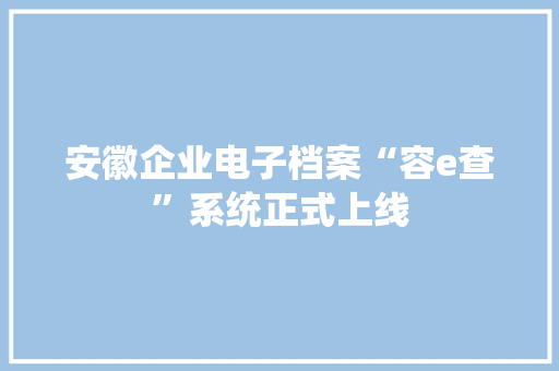 安徽企业电子档案“容e查”系统正式上线