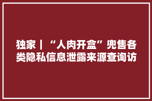 独家｜“人肉开盒”兜售各类隐私信息泄露来源查询访问