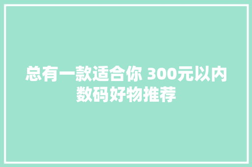 总有一款适合你 300元以内数码好物推荐