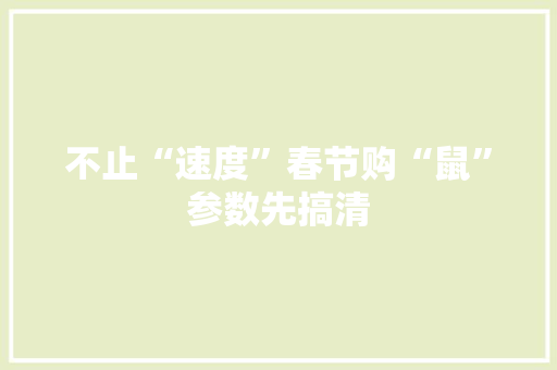 不止“速度”春节购“鼠”参数先搞清