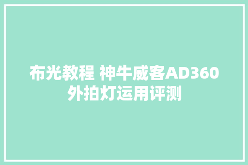 布光教程 神牛威客AD360外拍灯运用评测