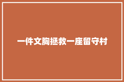 一件文胸拯救一座留守村
