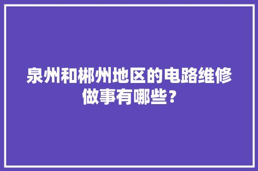 泉州和郴州地区的电路维修做事有哪些？
