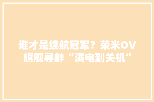 谁才是续航冠军？荣米OV旗舰寻衅“满电到关机”