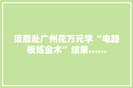 须眉赴广州花万元学“电路板炼金术”结果……