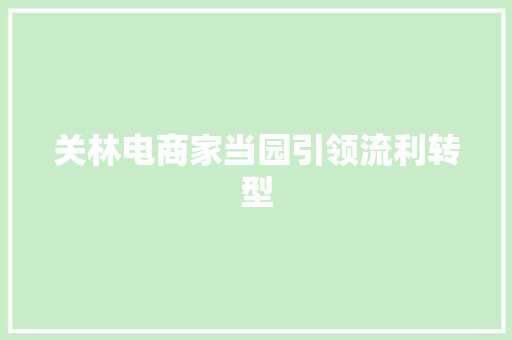 关林电商家当园引领流利转型