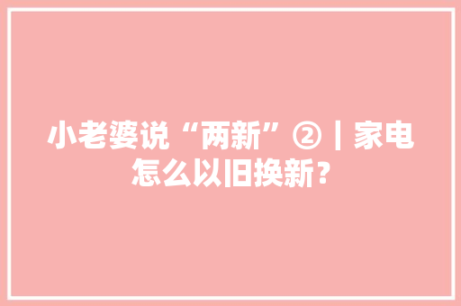 小老婆说“两新”②｜家电怎么以旧换新？