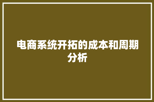 电商系统开拓的成本和周期分析
