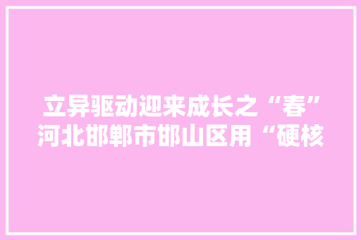 立异驱动迎来成长之“春”河北邯郸市邯山区用“硬核”举措做事企业成长纪实