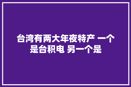 台湾有两大年夜特产 一个是台积电 另一个是