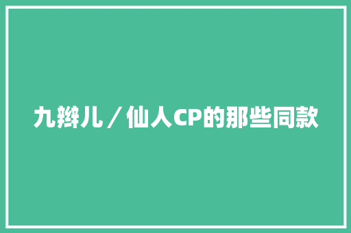 九辫儿／仙人CP的那些同款