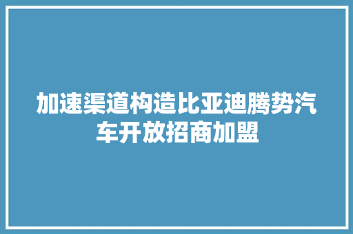 加速渠道构造比亚迪腾势汽车开放招商加盟