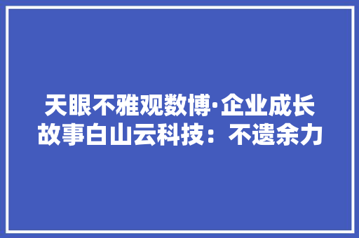 天眼不雅观数博·企业成长故事白山云科技：不遗余力 助力贵阳数字经济高质量成长