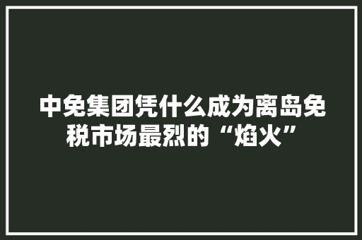 中免集团凭什么成为离岛免税市场最烈的“焰火”